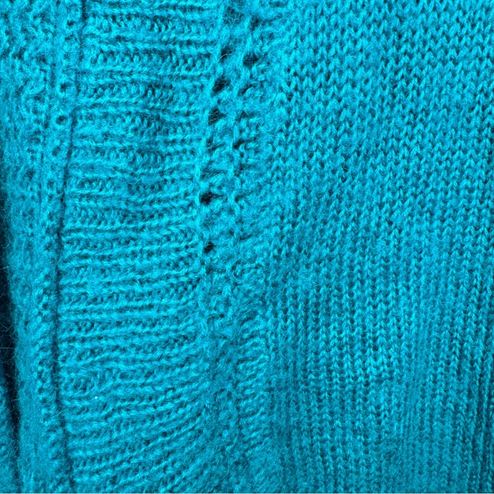Chico's Blue Wool Mohair Open Front Cardigan Sweater Size Medium - Picture 4 of 10